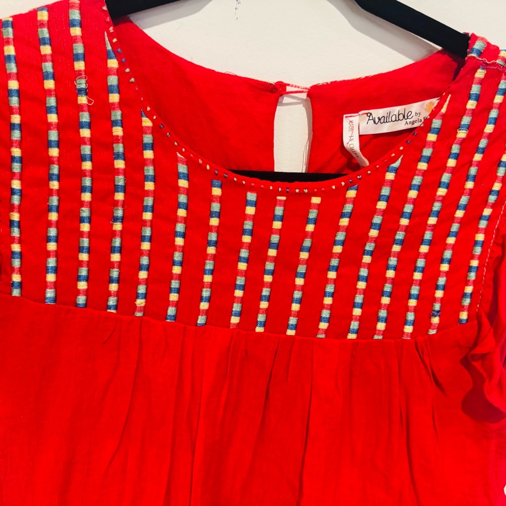 Red Ruffled Women's Dress - Picture 5 of 6